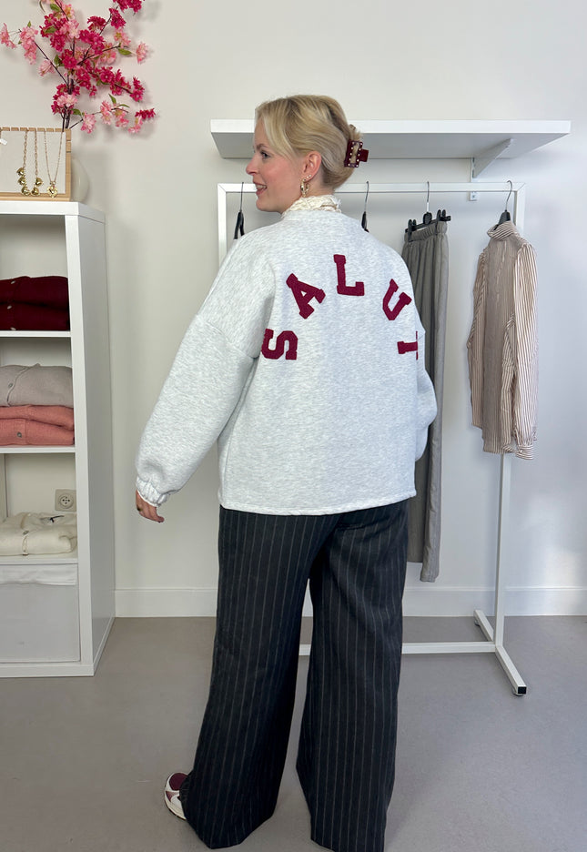 SALUT sweater grey bordeaux