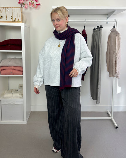 Striped Scarf Navy Bordeaux Cashmere Blend