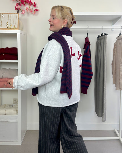 Striped Scarf Navy Bordeaux Cashmere Blend