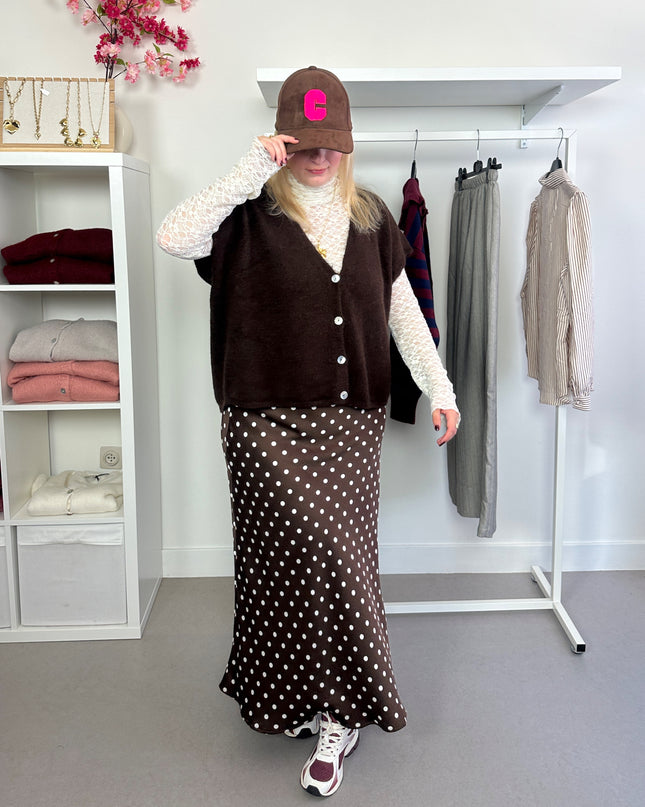 Polka dots skirt brown