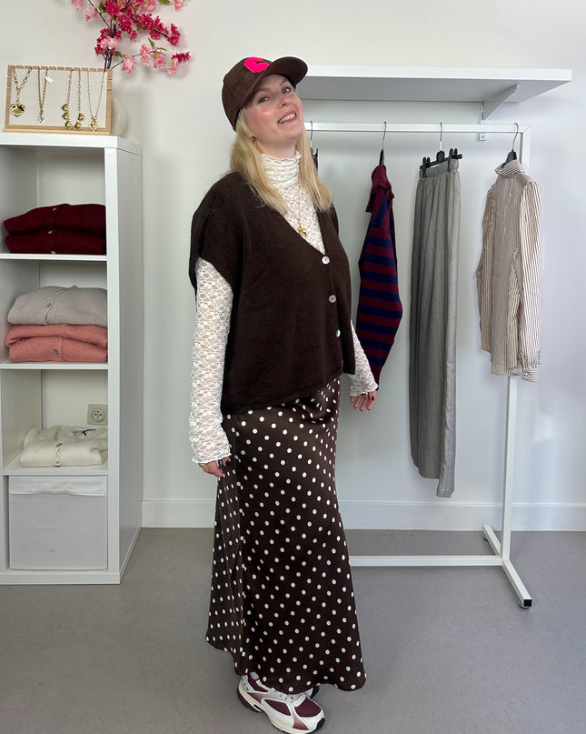 Polka dots skirt brown