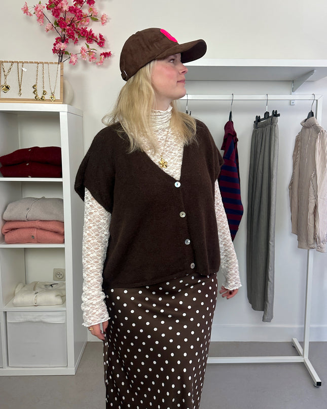 Sleeveless Cardigan Brown