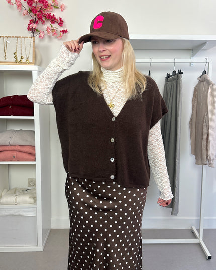 Sleeveless Cardigan Brown