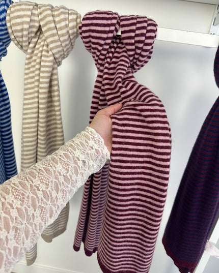 Striped Scarf Bordeaux Cashmere Blend