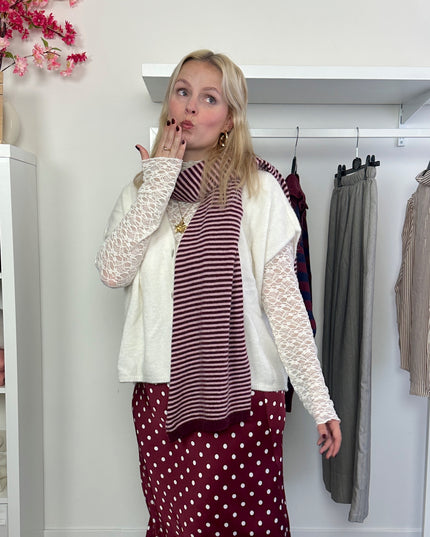 Striped Scarf Bordeaux Cashmere Blend