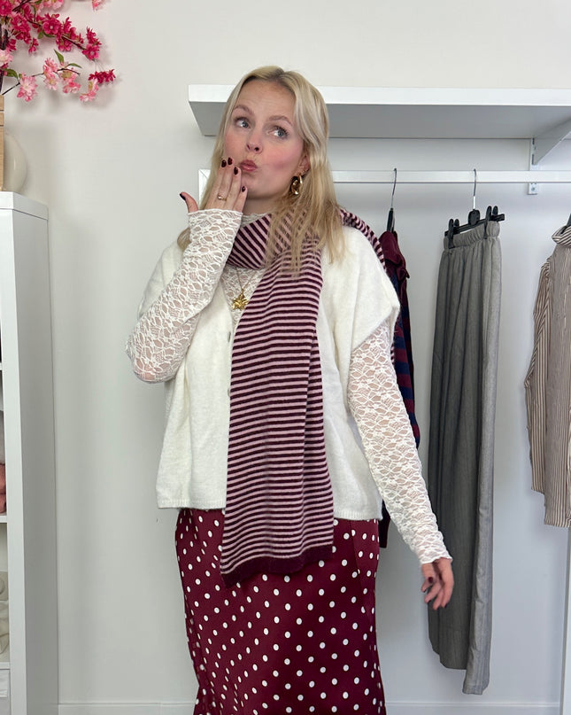 Striped Scarf Bordeaux Cashmere Blend