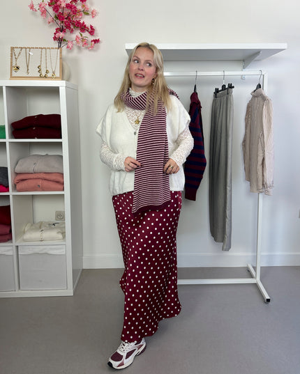 Striped Scarf Bordeaux Cashmere Blend