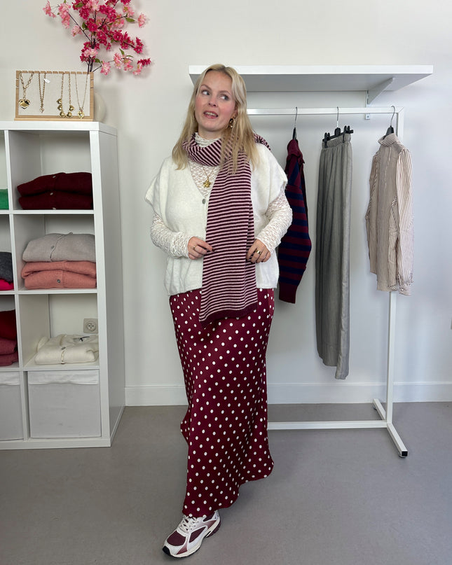 Striped Scarf Bordeaux Cashmere Blend