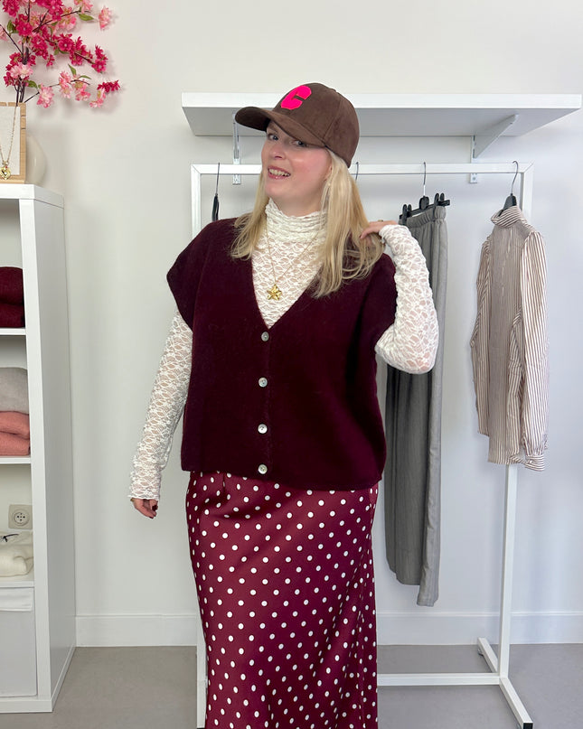 Sleeveless Cardigan Bordeaux