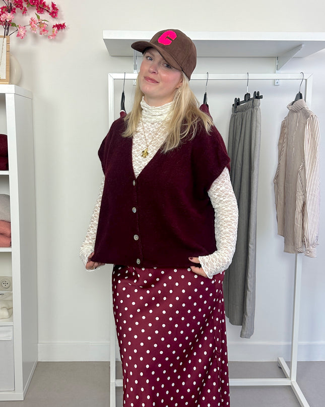 Sleeveless Cardigan Bordeaux