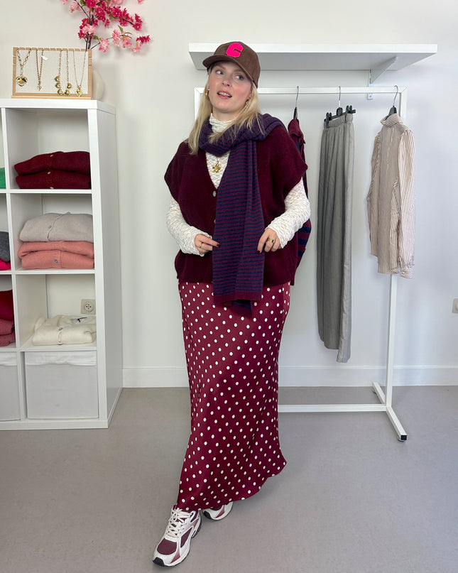 Striped Scarf Navy Bordeaux Cashmere Blend