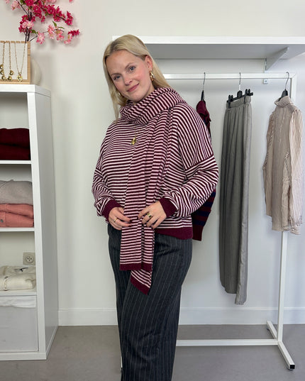 Striped Scarf Bordeaux Cashmere Blend