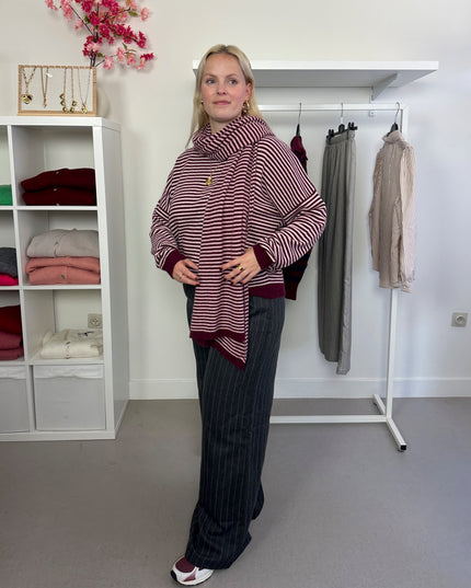 Striped Scarf Bordeaux Cashmere Blend