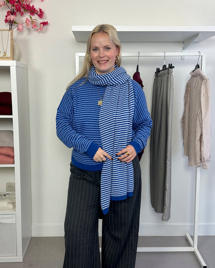 Striped Scarf Kobalt Cashmere Blend