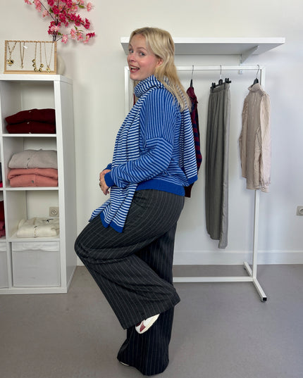 Striped Scarf Kobalt Cashmere Blend