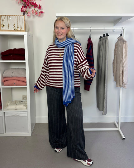 Striped Scarf Kobalt Cashmere Blend