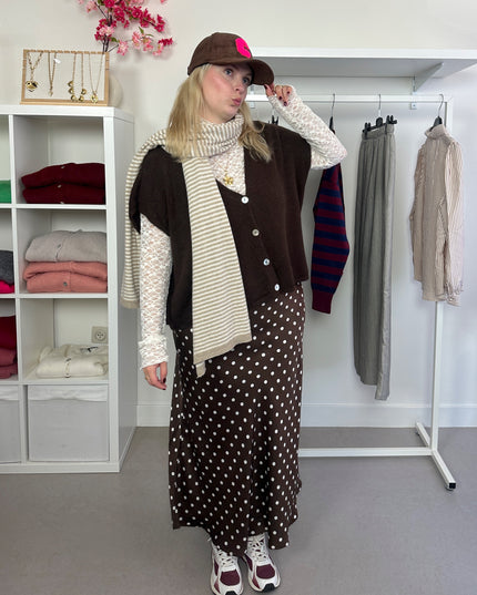 Striped Scarf Beige Cashmere Blend