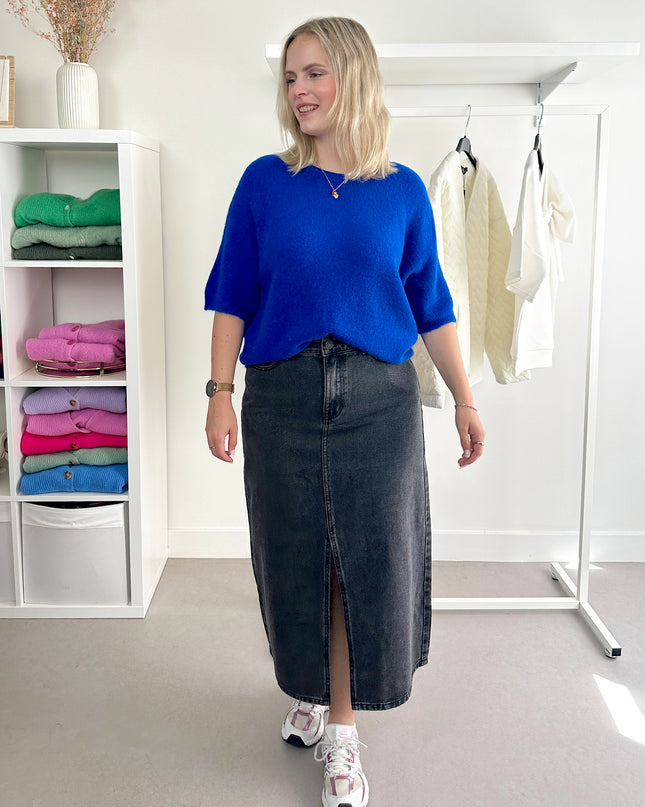 Dark Grey Maxi Jeans Skirt