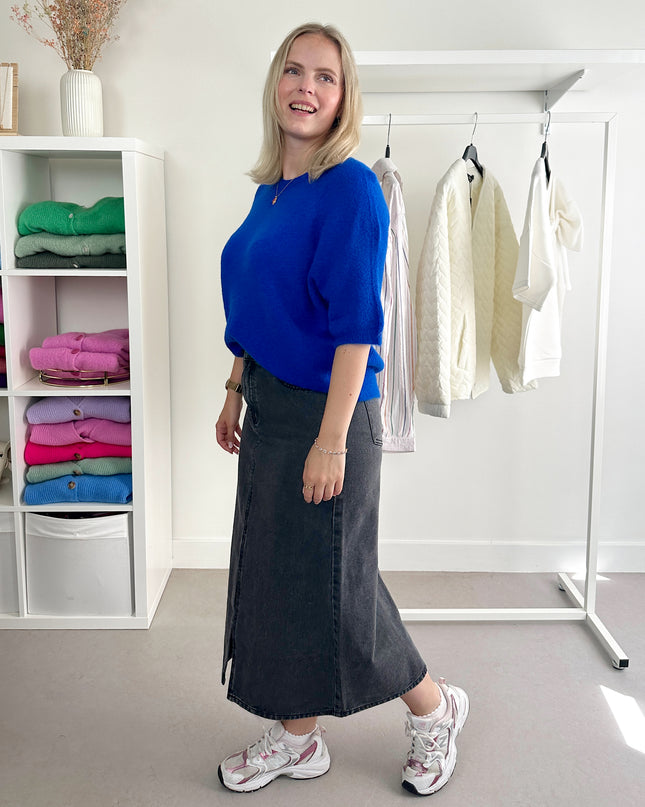 Dark Grey Maxi Jeans Skirt