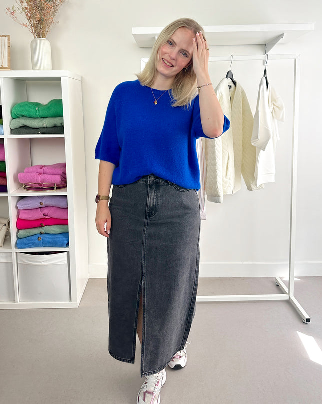 Dark Grey Maxi Jeans Skirt