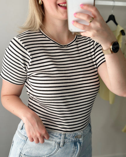 Eike Tee Black White Striped