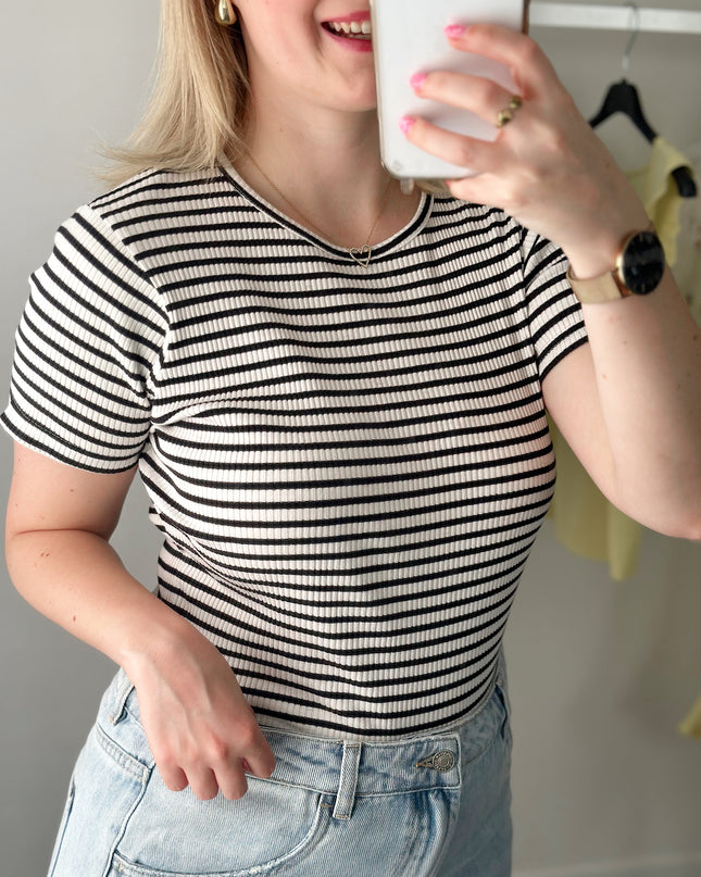 Eike Tee Black White Striped