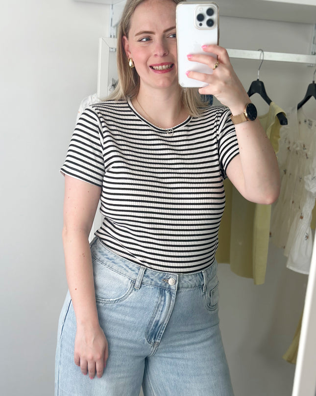 Eike Tee Black White Striped