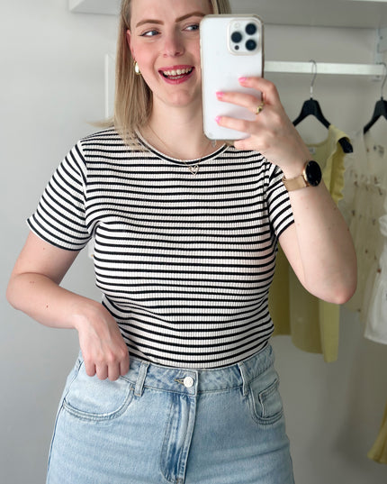 Eike Tee Black White Striped