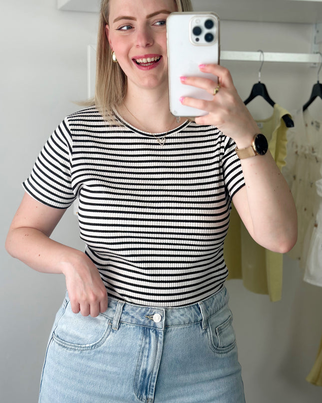 Eike Tee Black White Striped