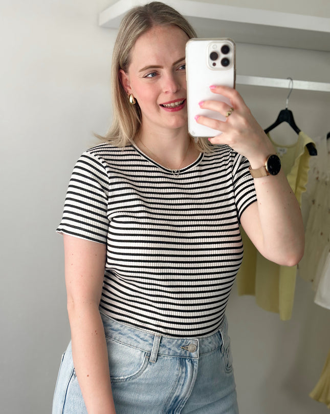 Eike Tee Black White Striped
