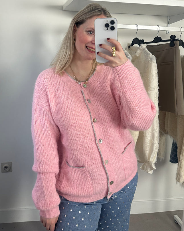 Lola Cardigan Pink Grey