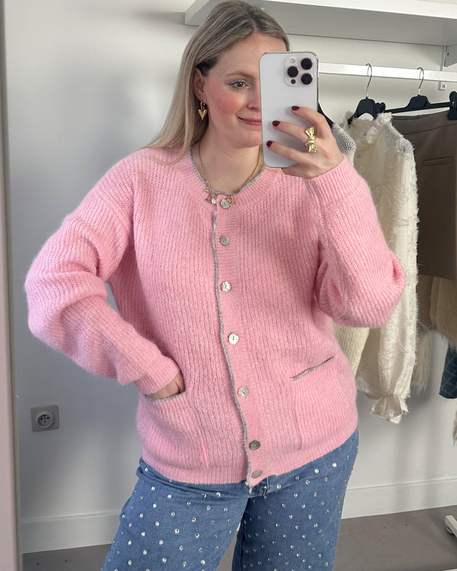 Lola Cardigan Pink Grey