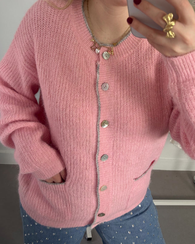 Lola Cardigan Pink Grey