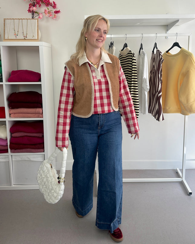 Sleeveless Vest Suède Brown