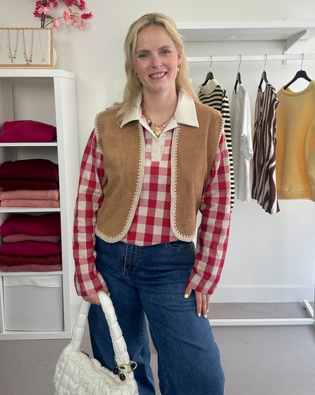 Sleeveless Vest Suède Brown