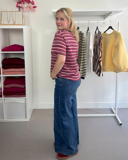 Basic Stripe Tee Dark Fuchsia