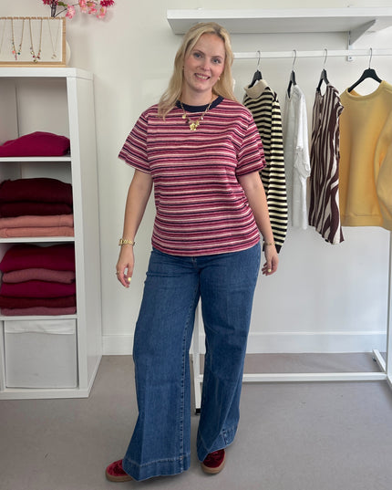 Basic Stripe Tee Dark Fuchsia