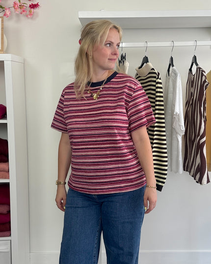 Basic Stripe Tee Dark Fuchsia