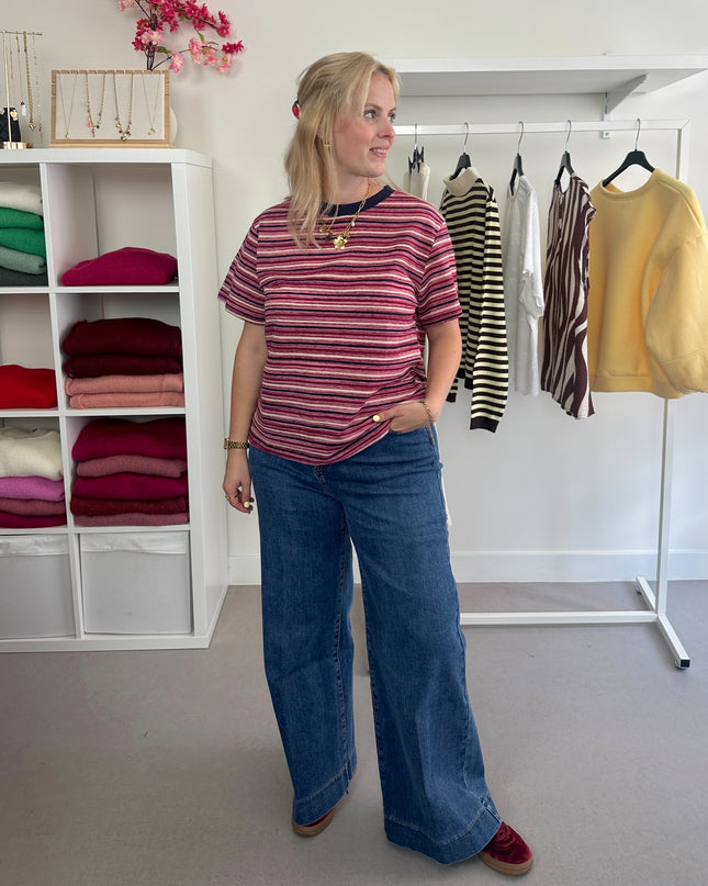 Basic Stripe Tee Dark Fuchsia