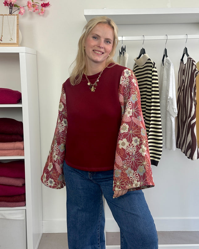 Bordeaux Fancy Sleeve Sweater