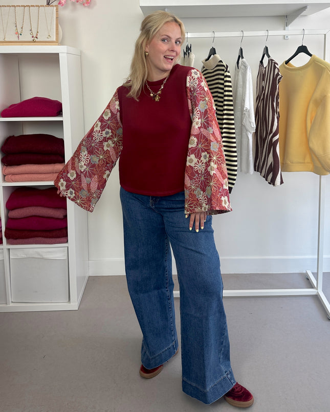 Bordeaux Fancy Sleeve Sweater