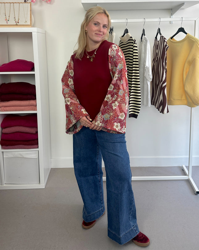 Bordeaux Fancy Sleeve Sweater