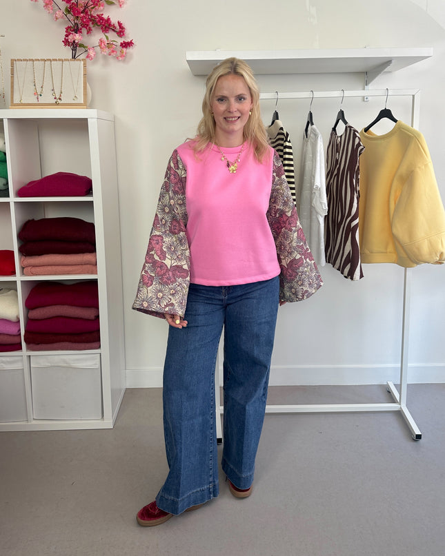 Pink Fancy Sleeve Sweater