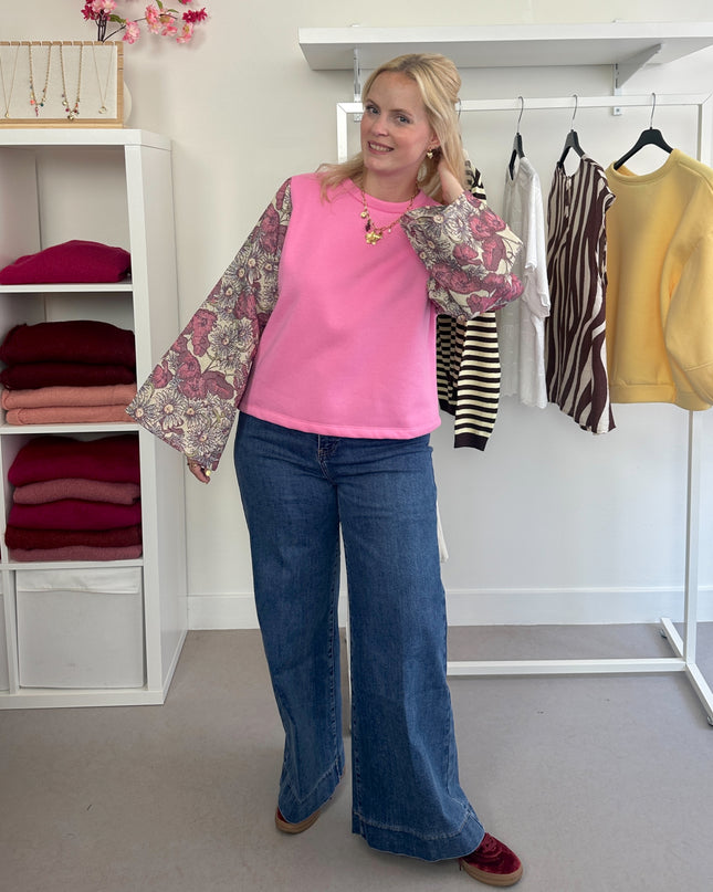 Pink Fancy Sleeve Sweater