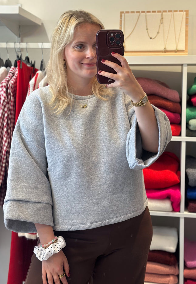 Short Sleeve Sweater Grey