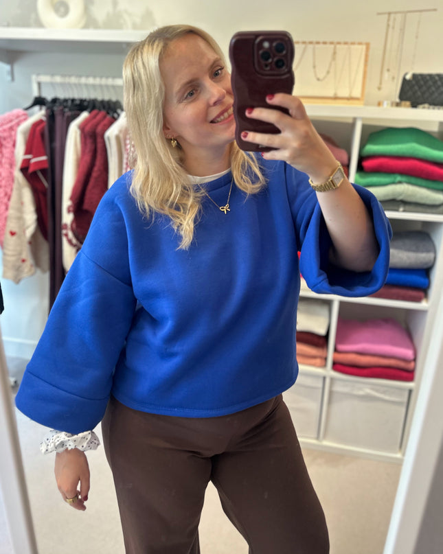 Short Sleeve Sweater Kobaltblauw