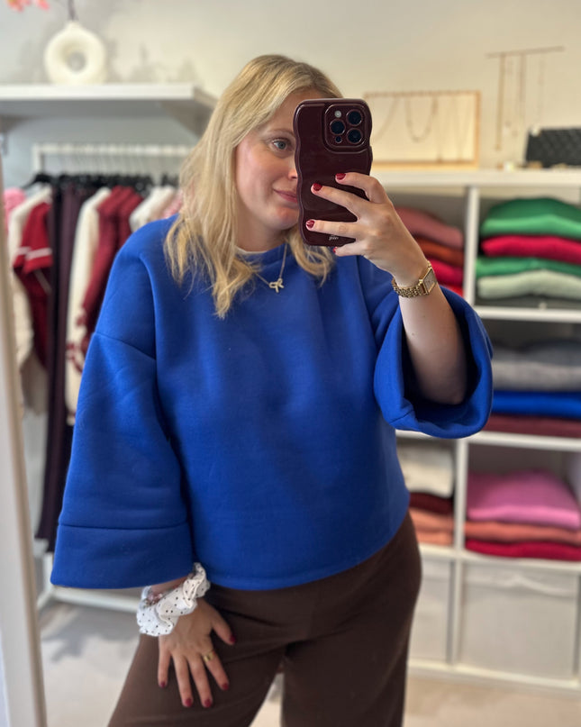 Short Sleeve Sweater Kobaltblauw