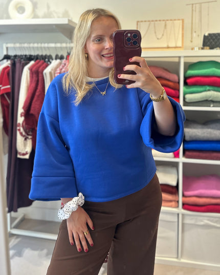 Short Sleeve Sweater Kobaltblauw