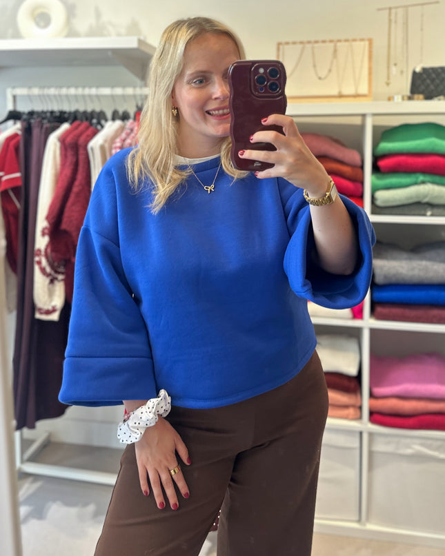 Short Sleeve Sweater Kobaltblauw