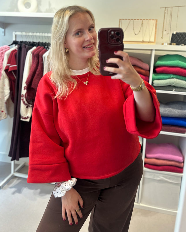 Short Sleeve Sweater Red